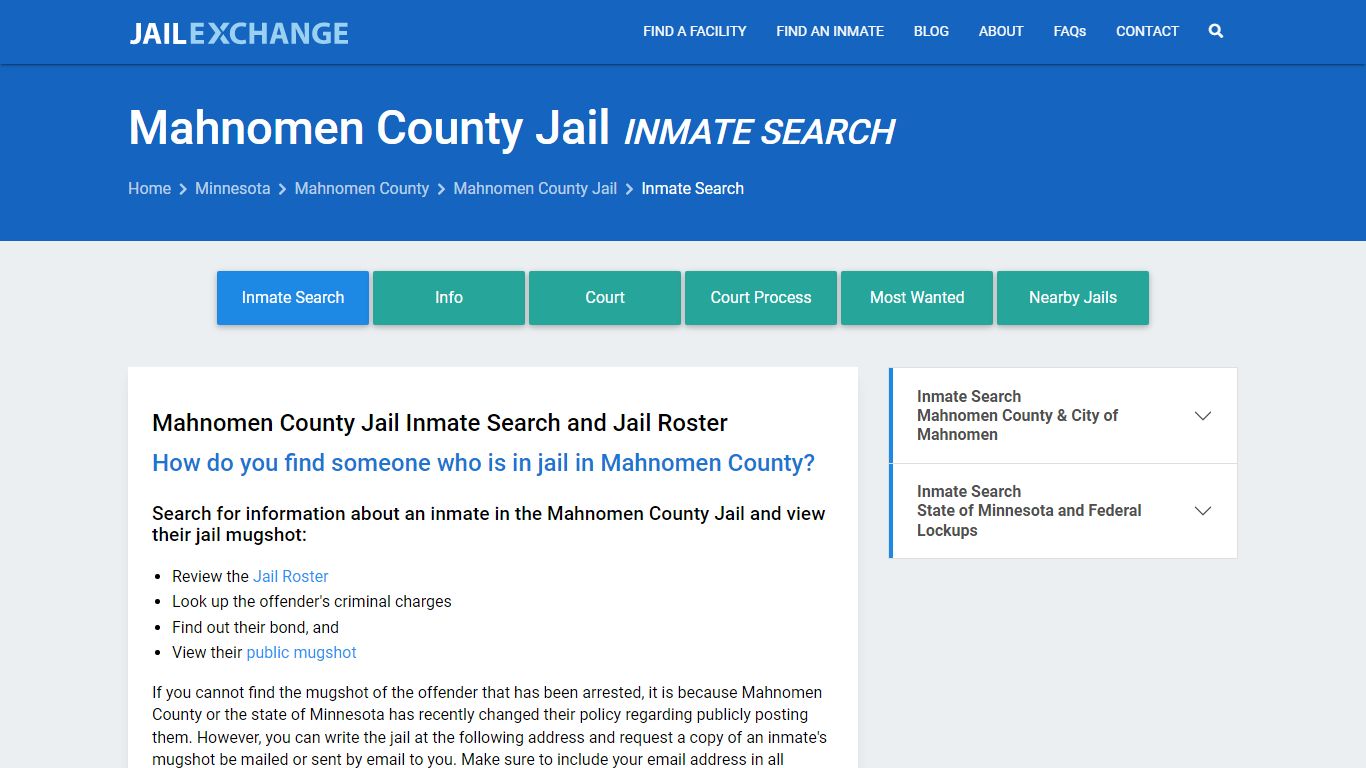 Inmate Search: Roster & Mugshots - Mahnomen County Jail, MN