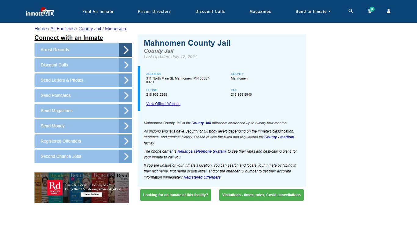 Mahnomen County Jail - Inmate Locator - Mahnomen, MN